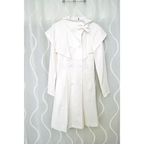 NWT ARMANI EXCHANGE White Funnel Neck Cotton Trench Overcoat | Size S - Picture 5 of 9